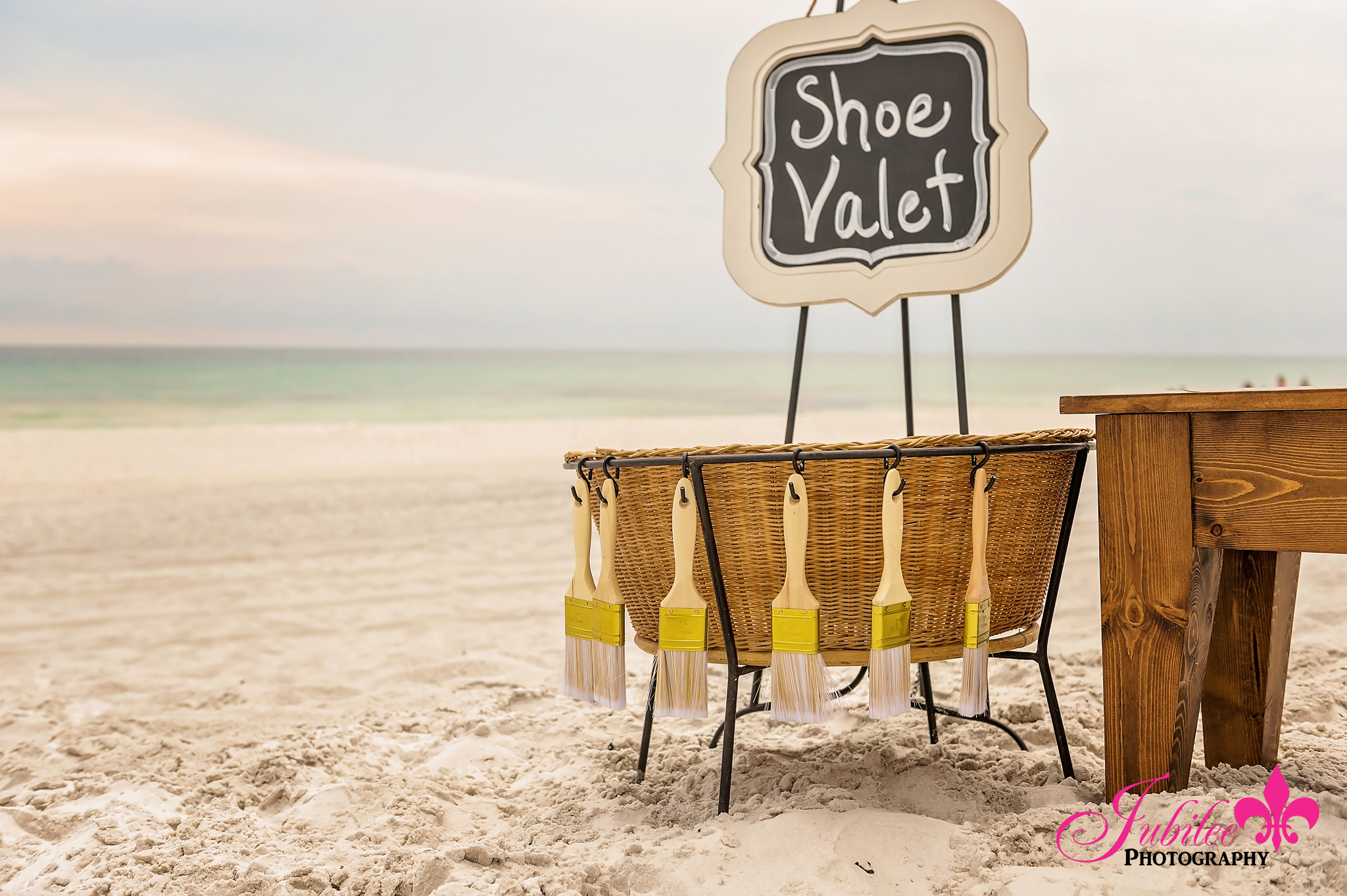 shoe valet beach wedding